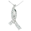 Sterling Silver Journey Cubic Zirconia Ribbon Pendant On 18" Chain