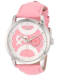 D&G Dolce & Gabbana Womens DW0756 Twin Tip Ext Round Analog Oversize Logo Watch