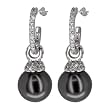 Schmuck-Pur Silber Zirkonia-Creolen Muschelkern-Perlen Black