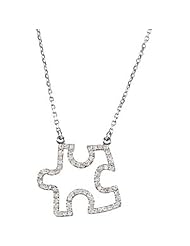 14K White Gold Diamond Puzzle Piece Necklace - 0.33 Ct. -- LIFETIME WARRANTY