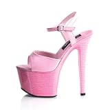 SKY-309W, 6 3/4 Stiletto Heel Ankle Strap Faux Wood Platform Sandal, by Pleaser USA