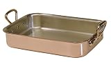 Mauviel Cuprinox 2.5 mm 14-by-10-Inch Rectangular Roasting Pan with 7-Quart Capacity and Bronze Handles
