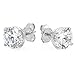 .925 Sterling Silver Round Shape Colorless Cubic Zirconia 1.5 Cttw. Stud Earrings
