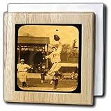 Vintage Detroit Tigers Making the Catch Black 2 - 6 Inch Tile Napkin Holder