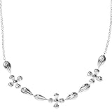 Sterling Silver Flower and Leaf Necklace, 18"