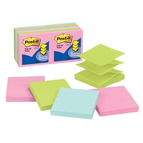 Post-it® Notes, Original Pop-up Refill, 3 Inches x 3 Inches, Assorted Pastel Colors, 12 Pads per Pack