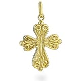 18K Scroll Cross Pendant Clip