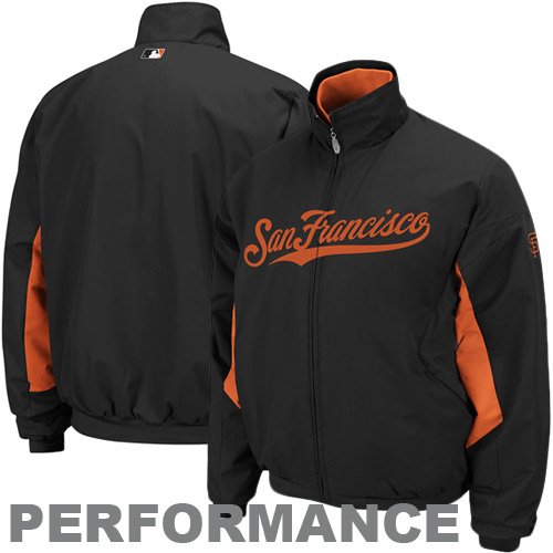 MLB San Francisco Giants Long Sleeve Lightweight Full Zip Thermabase Premier Jacket, Black/Orange, X-Large On Sale