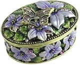 Butterfly and Purple Flowers Jewelry Box