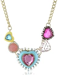 Betsey Johnson "Frontal Toggle Cluster" Heart and Candy Necklace, 19"