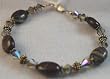 Coral Fossil w/Black Diamond AB crystals Hand crafted Swarovski Bracelet