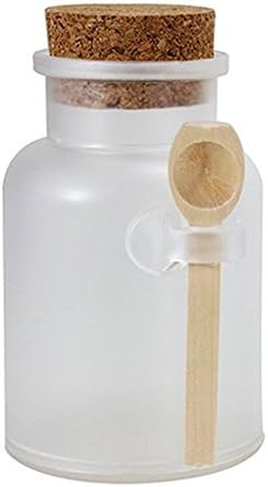 Amazingli Empty ABS Plastic Jar/Bottle for Bath Salt Powder with Cork &amp;Spoon100g/200g/300g (300g)