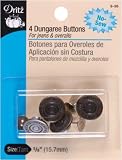 Dritz(R) No-Sew Dungaree Buttons - Antique Brass