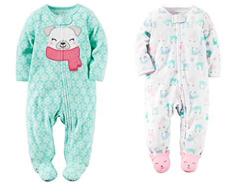 Carter's Baby Girls Fleece Sleep & Play Footed Sleeper set of 2