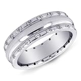 14K White Gold Men's Eternity Diamond Band Ring