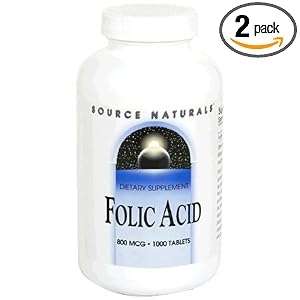 Source Naturals Folic Acid, 800 mcg, Tablets, 1000 tablets (Pack of 2) by Source Naturals