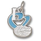Univ Of Florida I Heart Gator Head 1/2 Enamel Pendant (Silver)