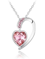 Haoshiguang Necklace for Girl Heart 925 Sterling Silver Plated 18k White Gold Pendant Necklace