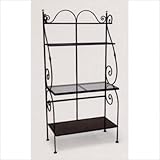 Premium Bakers Rack w/ One Clear Glass Shelf Finish: Textured Cypress