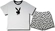 Playboy Classic Bunny Men's - 2 piece short pajama set in Black/White - CLEARANCE PRICE