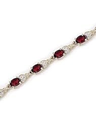 14kt Yellow Gold Oval Garnet and Diamond Bracelet