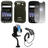 EMPIRE Smoke Hard Case Cover + 360 Degree Rotatable Car Windshield Mount with Air Vent Attachment + Mirror Screen Protector + Car Charger (CLA) for Sprint Samsung Nexus S 4G