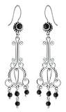 Onyx earrings, 'Silver Trident' 1 W 3 L