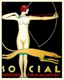12x18 Cuban Deco posterArtemis Goddess Bow hunt with Greyhound Dog396