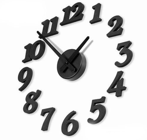 DIY Design Art Foam Sponge Digit Wall Clock Black