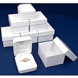 6 White Leather Ring Gift Boxes Jewelry Case Display