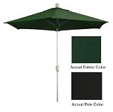 9' Push Button Tilt Patio Market Umbrella - Black: Black Forest Green