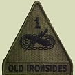 1st Armored Division OD/Black Subdued Patch SSI