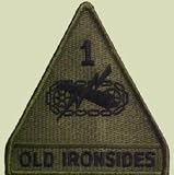 1st Armored Division OD/Black Subdued Patch SSI