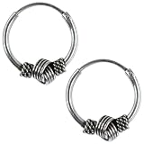 12mm Bali Hoop Earrings Sterling Silver