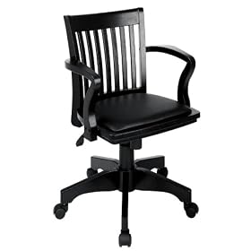 Office Star Deluxe Wood Banker's Chair - Black