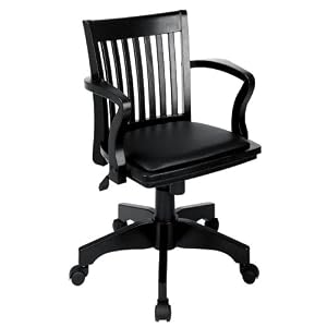 Office Star Deluxe Wood Banker’s Chair - Black