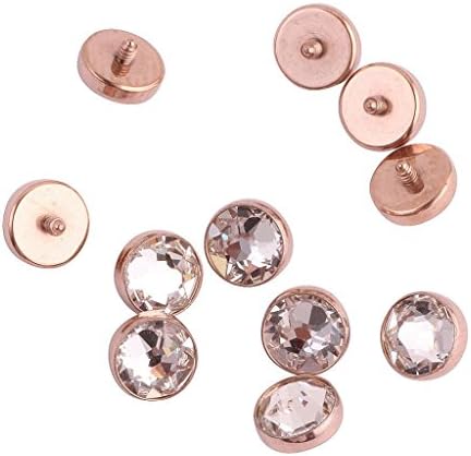 Swanjo 5pcs G23 Titanium Clear Rhinestone Rose Gold Dermal Anchor Top Piercings