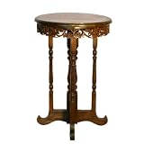 EXP Handmade Furniture - Antique Style 31" Teak Wood End / Sofa Table With Intricate Vine Carving