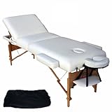 TecTake PORTABLE MASSAGE TABLE 3 SECTIONS WITH 10CM FOAM + BAG WHITE