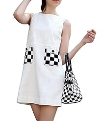 A-line Checkered Print Summer Above the Knee Sleeveless Bodycon Dress 