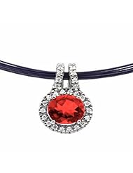 14K White Gold Oval Cut Chatham Created Ruby and Diamond Pendant -- LIFETIME WARRANTY