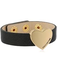 Juicy Couture Black Heart Leather Identification Bracelet, 8.12"