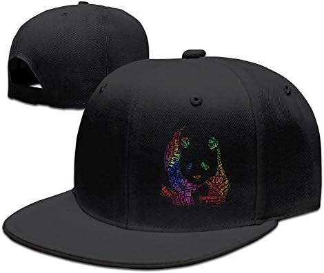 Cool Words Cloud Panda Art Snapback Flat Baseball Cap Black