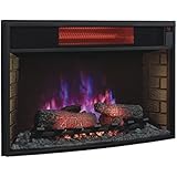 32" Curved Infrared Quartz Fireplace Insert with Safer Plug