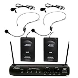 Audio2000 6032uf UHF Dual Cannel Wireless Microphone with Two Headset & Two Lapel Mic