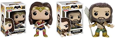 Funko POP Batman v Superman Movie: Wonder Woman and Aquaman 2 Piece BUNDLE