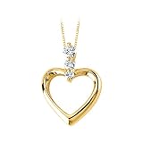 14K Yellow Gold 1/5 ct. ''Created Moissanite'' Heart Pendant with Chain