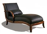 Park Avenue Living Room Chaise in Black Leather Finish