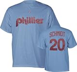 Mike Schmidt Majestic -Light Blue- Cooperstown Throwback Player Name & Number Philadelphia Phillies T-Shirt - X-Large
