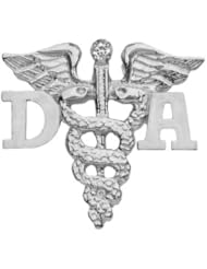 NursingPin - Dental Assistant DA Graduation Pin with Diamond in Silver